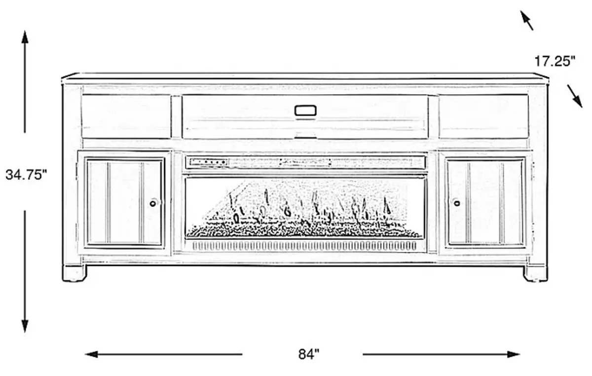 Lakeside Cottage White 84 In. Console with Electric Fireplace