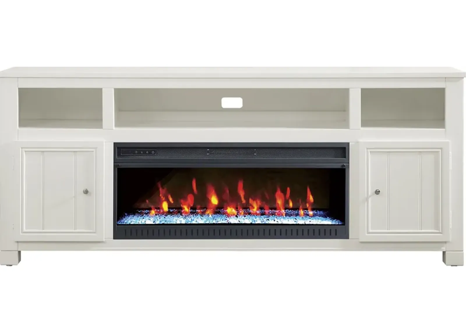 Lakeside Cottage White 84 In. Console with Electric Fireplace