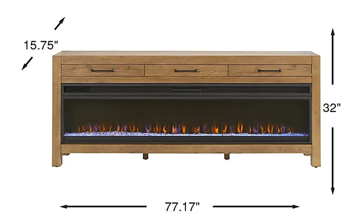 Edgewater Brown 77 in. Console with Electric Fireplace