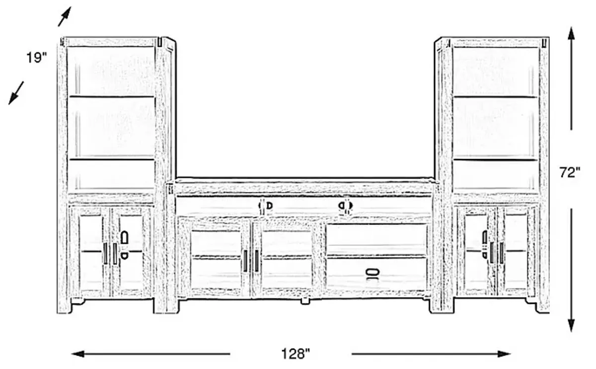 Hidden Springs II Natural 3 Pc Wall Unit with 72 in. Console