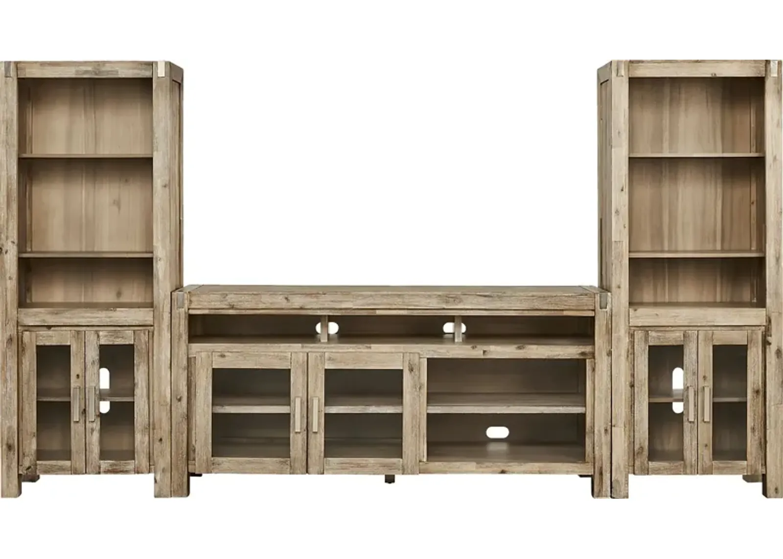 Hidden Springs II Natural 3 Pc Wall Unit with 72 in. Console