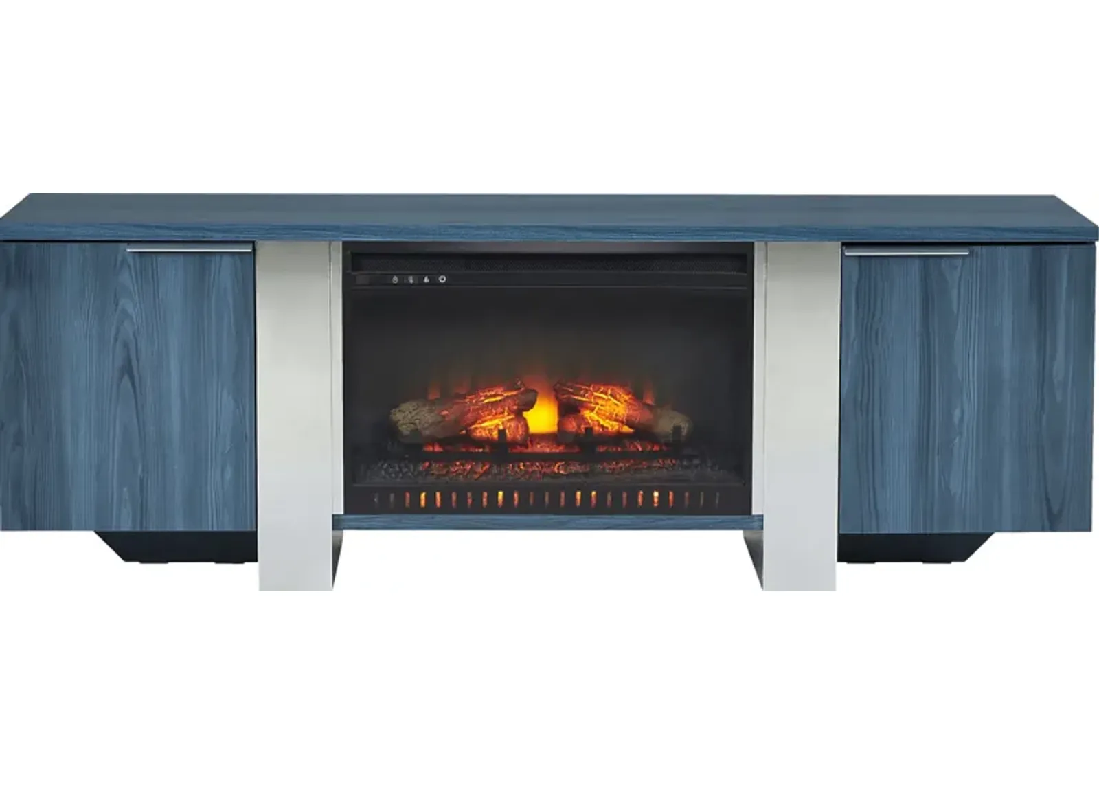 Heatherview Blue 70 in. Console with Electric Log Fireplace