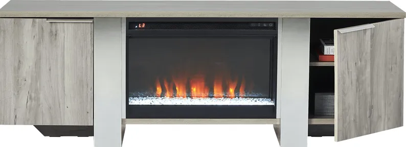 Heatherview Gray 70 in. Console with Electric Fireplace