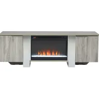 Heatherview Gray 70 in. Console with Electric Fireplace