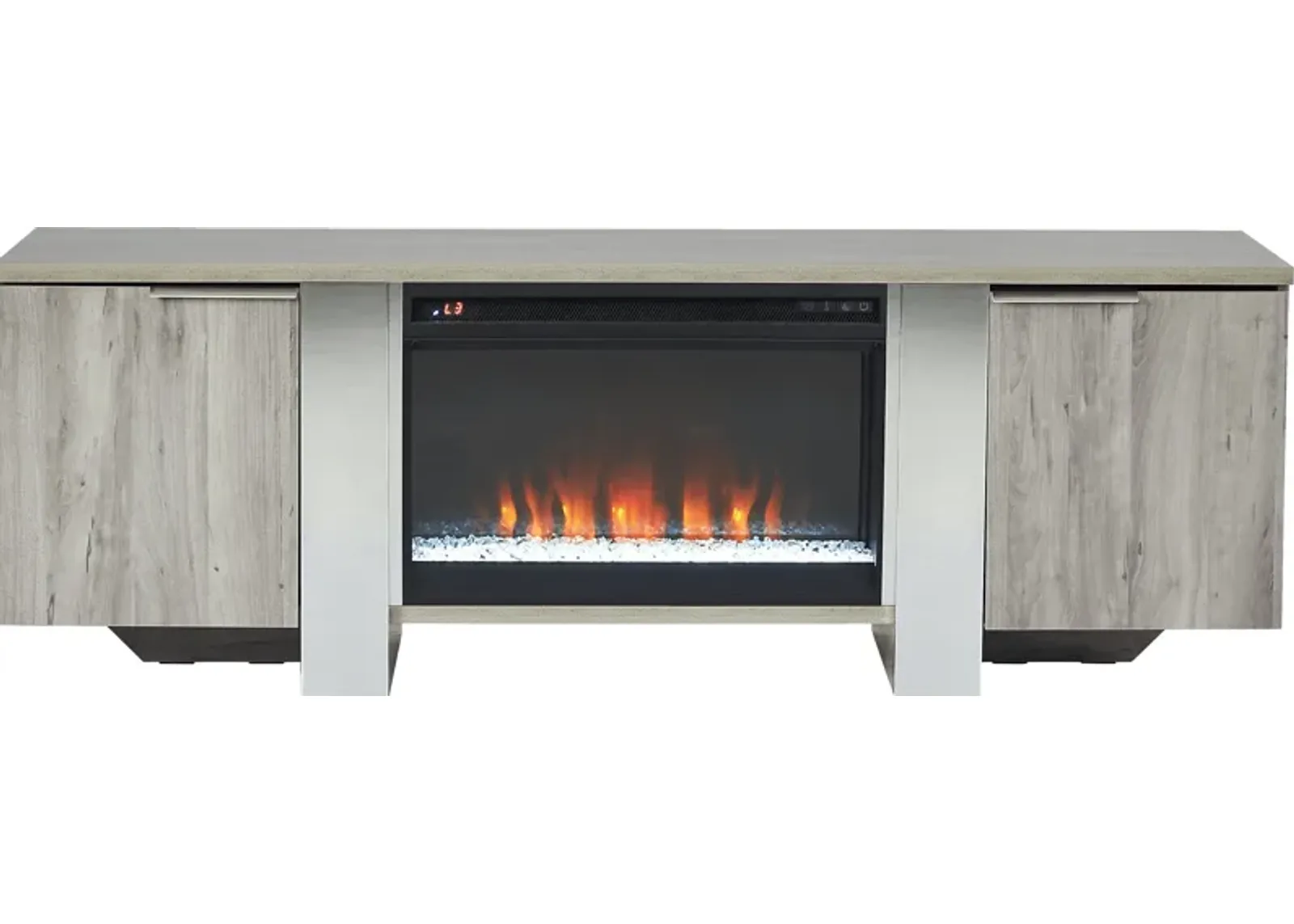 Heatherview Gray 70 in. Console with Electric Fireplace