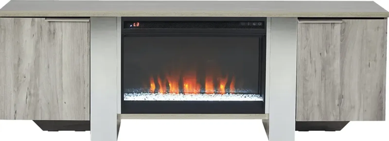 Heatherview Gray 70 in. Console with Electric Fireplace