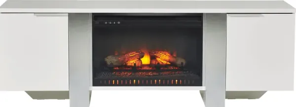 Heatherview White 70 in. Console with Electric Log Fireplace