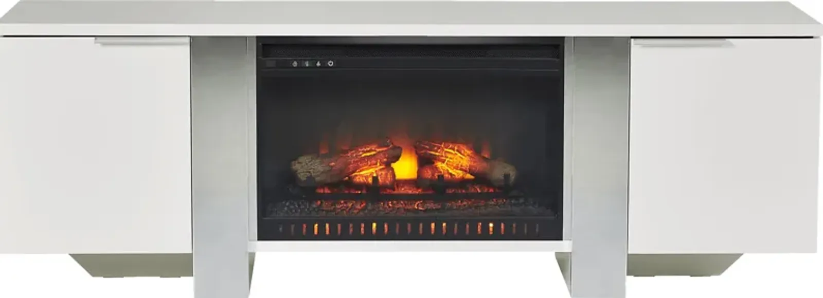 Heatherview White 70 in. Console with Electric Log Fireplace