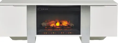 Heatherview White 70 in. Console with Electric Log Fireplace
