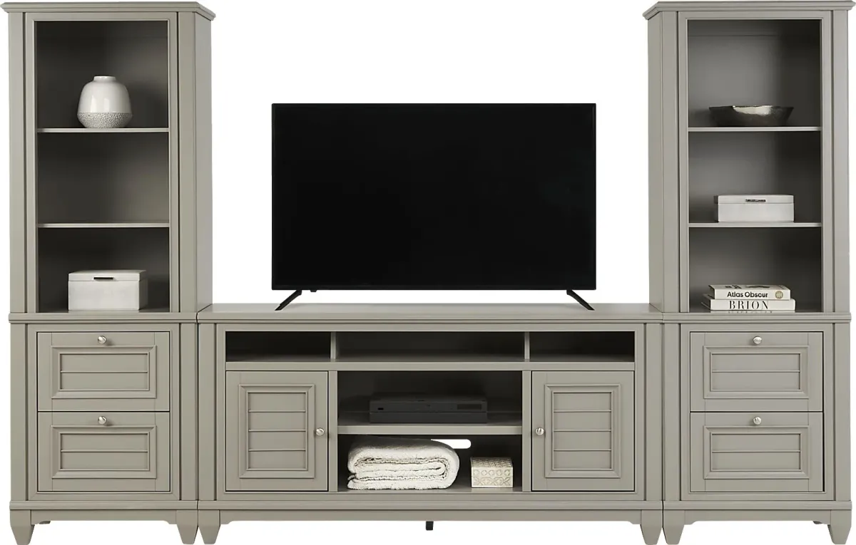 Hilton Head Gray 3 Pc Wall Unit with 66 in. Console