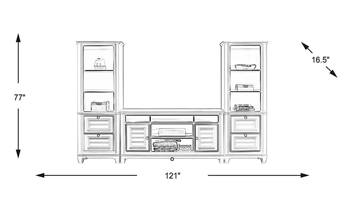 Hilton Head Graphite 3 Pc Wall Unit with 66 in. Console