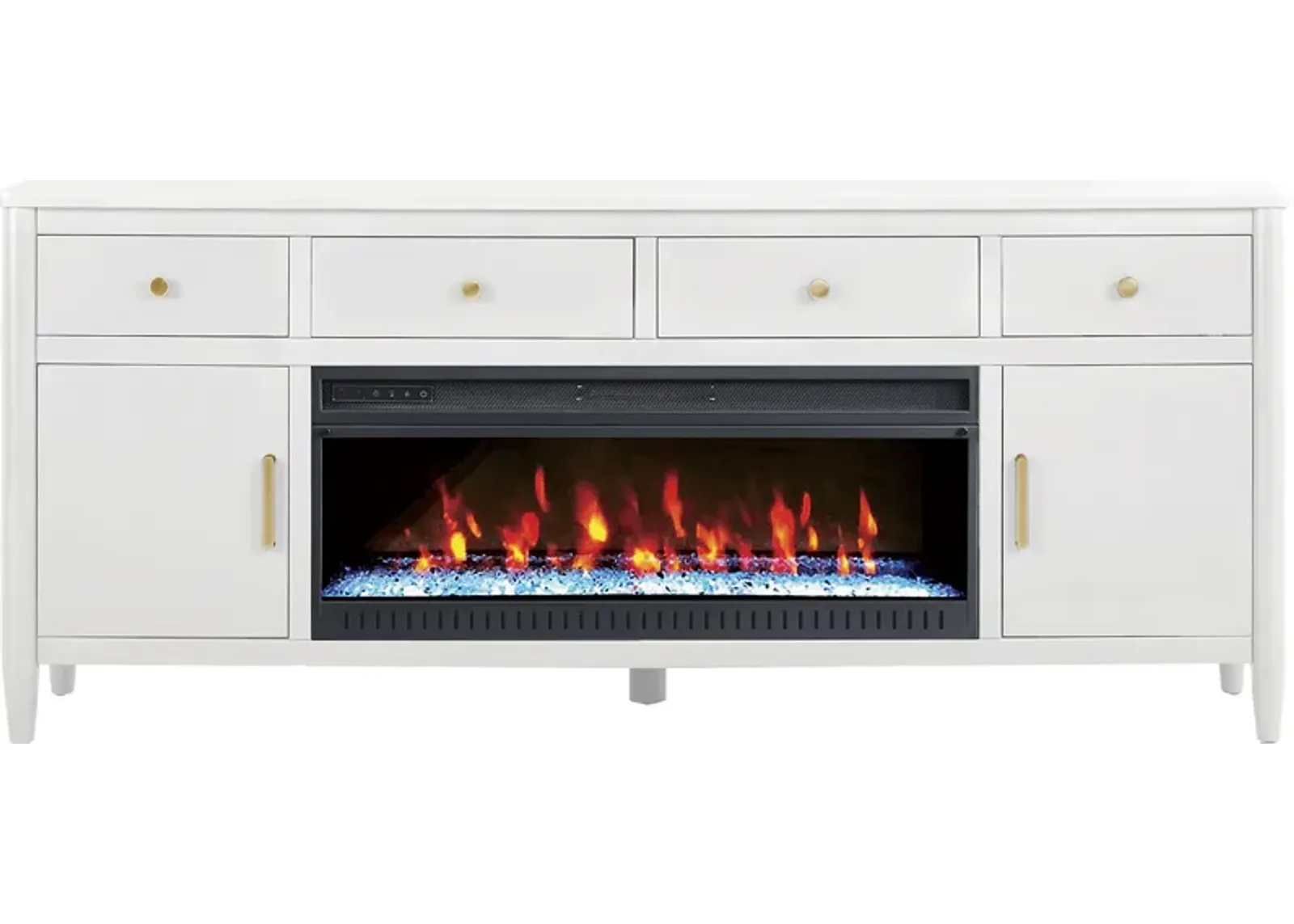 Modern Villa White 82 in. Console with Electric Fireplace