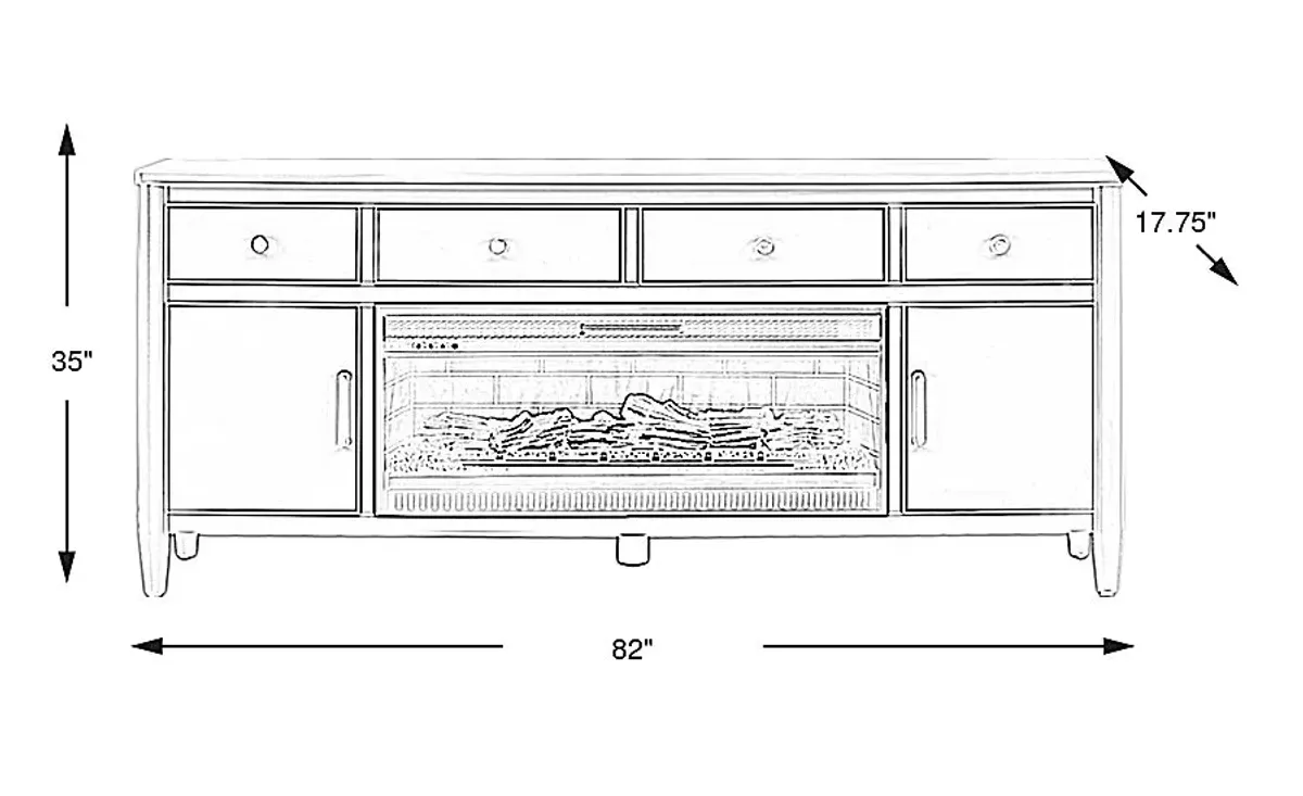 Modern Villa Red 82 in. Console with Electric Log Fireplace
