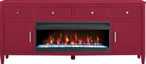 Modern Villa Red 82 in. Console with Electric Fireplace