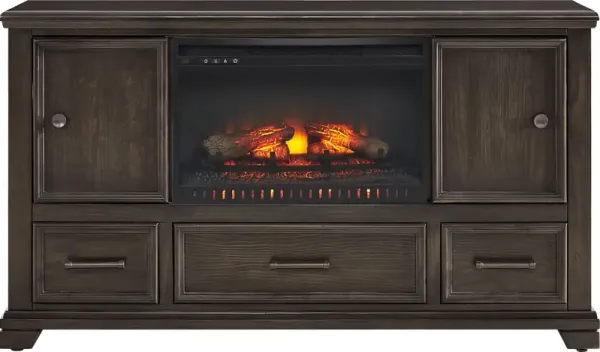 Canyon River Java 61 in. Console with Electric Log Fireplace