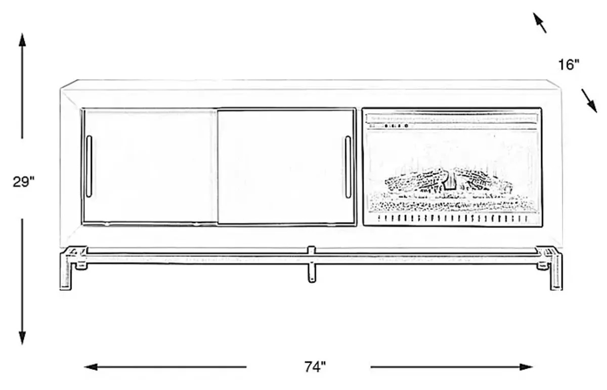 Fontaine White 74"" Console with Electric Log Fireplace