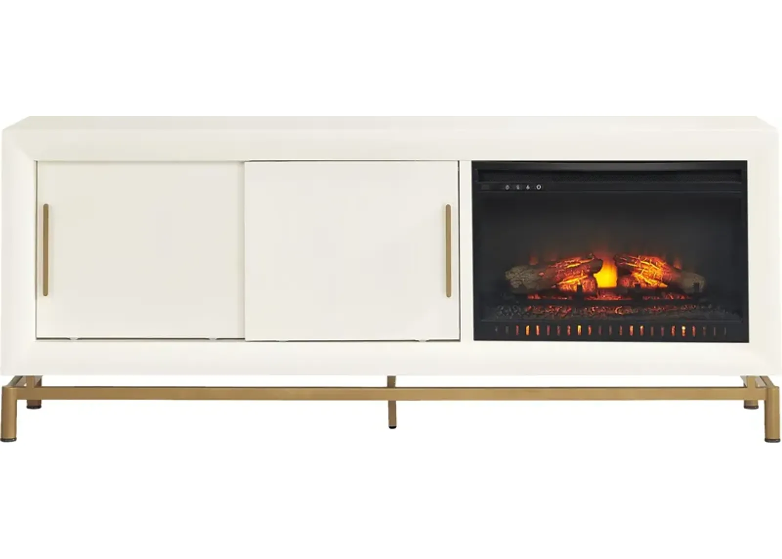 Fontaine White 74"" Console with Electric Log Fireplace