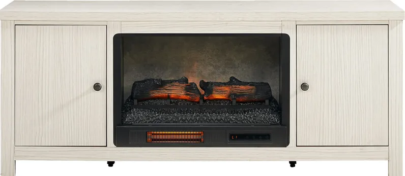 High Mountain White 66 in. Console with Electric Log Fireplace