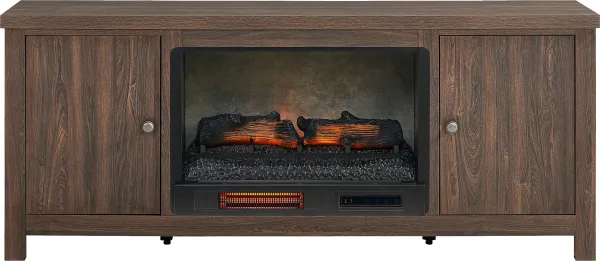 High Mountain Natural 66 in. Console with Electric Log Fireplace