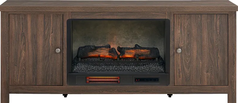 High Mountain Natural 66 in. Console with Electric Log Fireplace