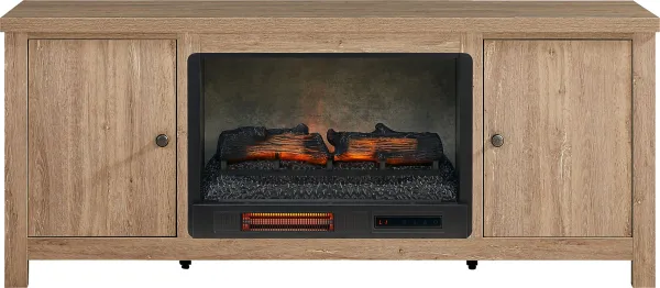 High Mountain Oak 66 in. Console with Electric Log Fireplace