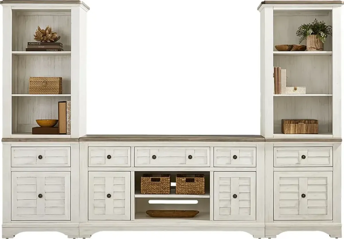 Edisto Bay White 3 Pc Wall Unit with 64 in. Console