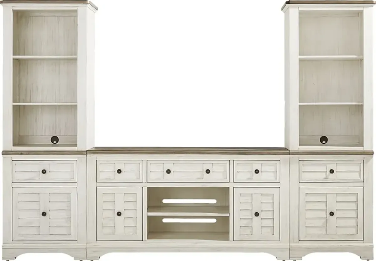 Edisto Bay White 3 Pc Wall Unit with 64 in. Console