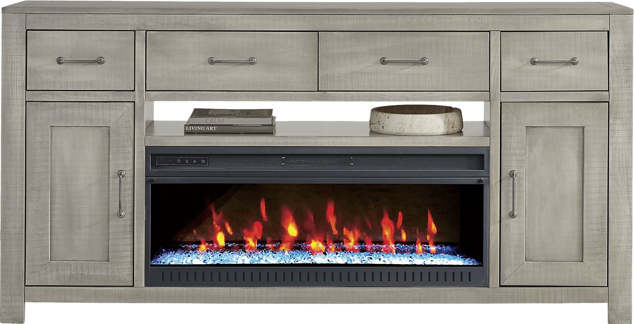 Abbey Springs Gray 77"" Console with Electric Fireplace