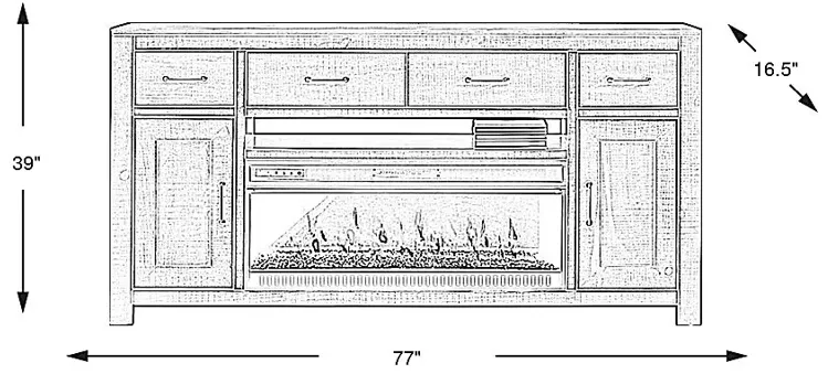 Abbey Springs Blue 77"" Console with Electric Fireplace