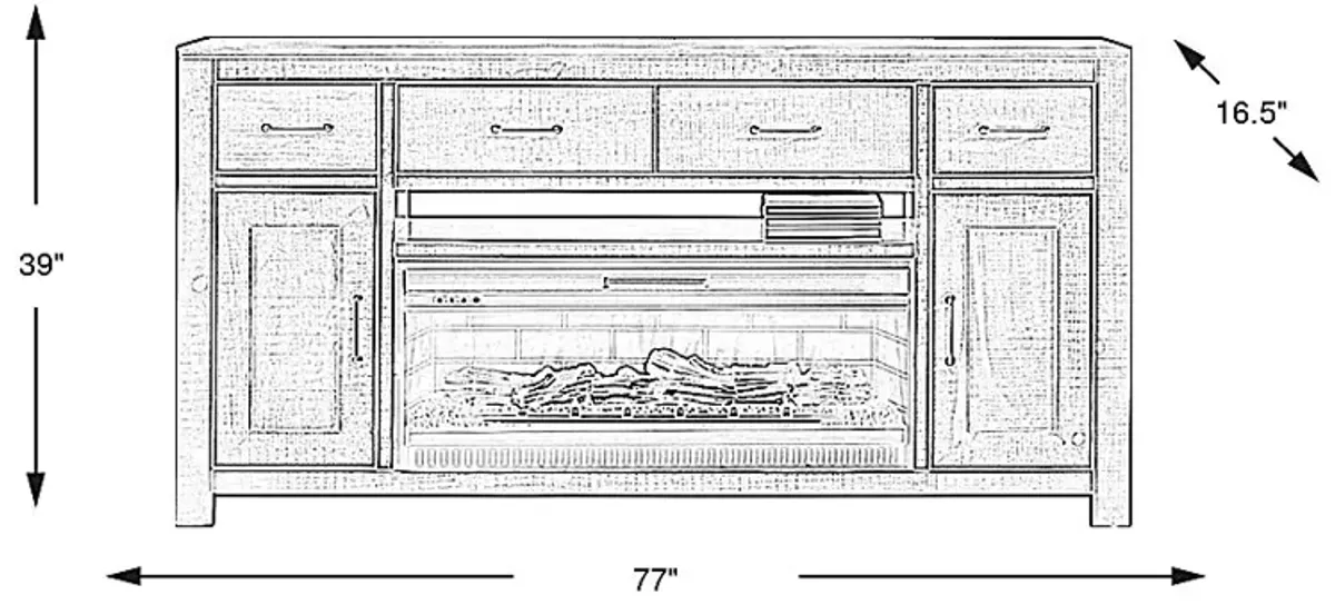 Abbey Springs Blue 77"" Console with Electric Log Fireplace