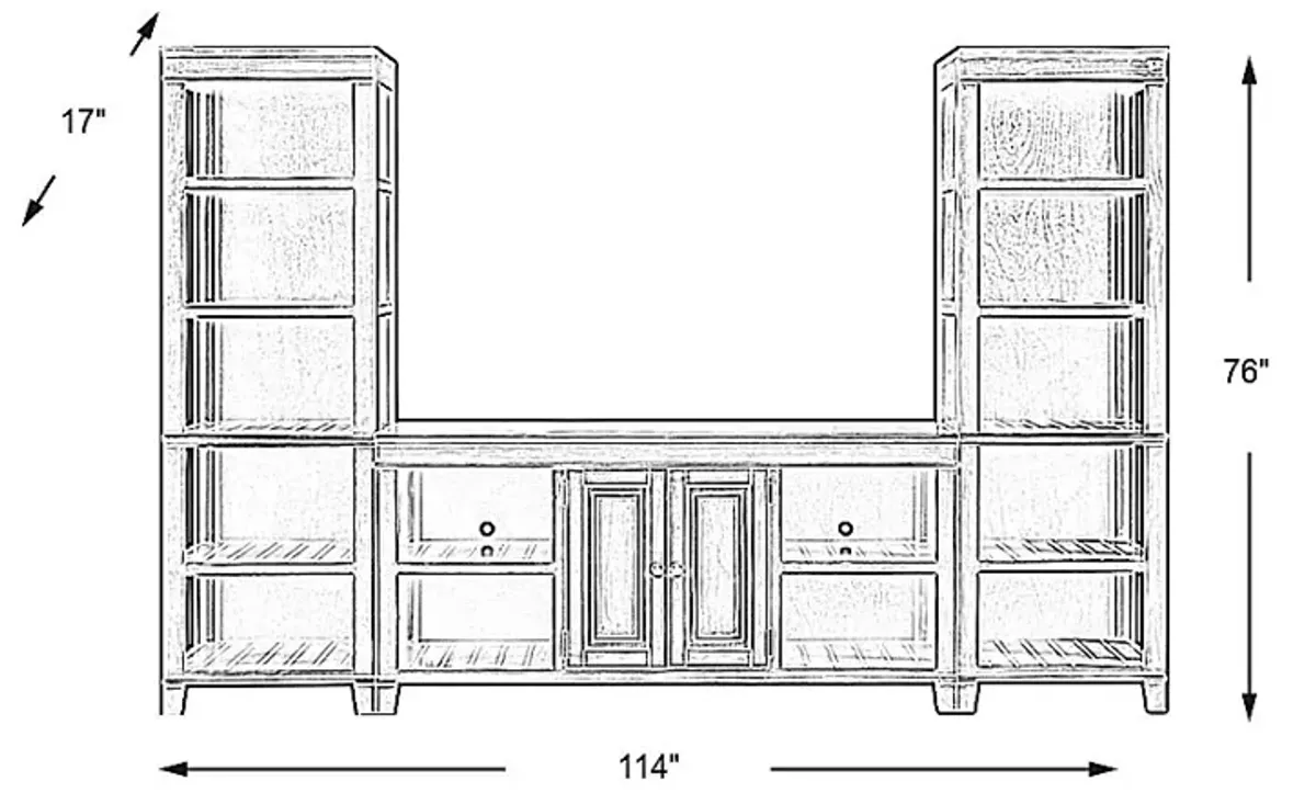 Darby Brook Dark Gray 3 Pc Wall Unit with 66 in. Console