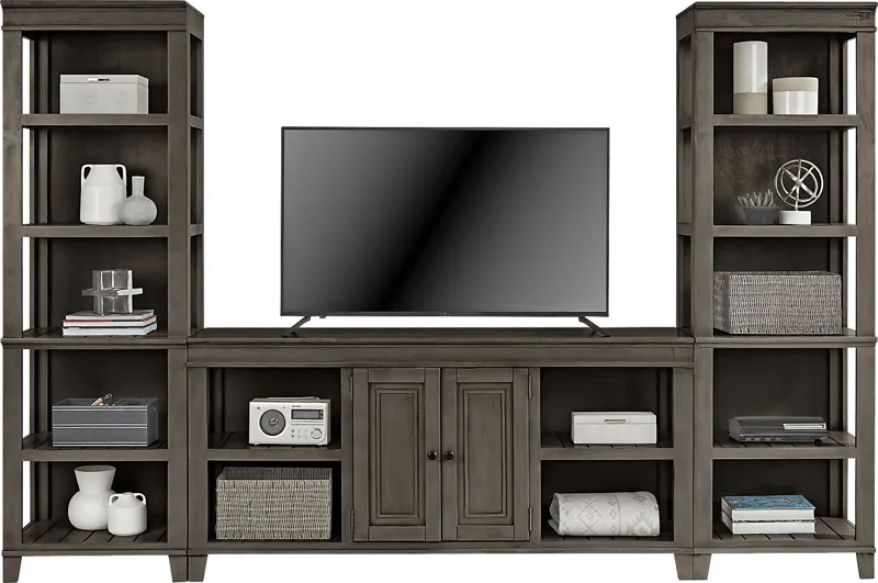 Darby Brook Dark Gray 3 Pc Wall Unit with 66 in. Console