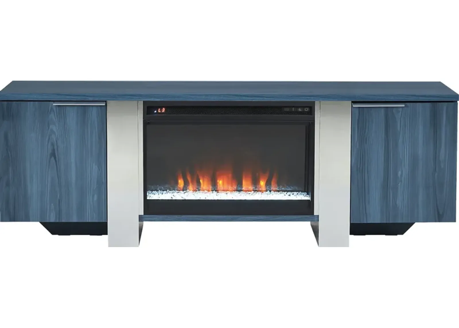 Heatherview Blue 70 in. Console with Electric Fireplace