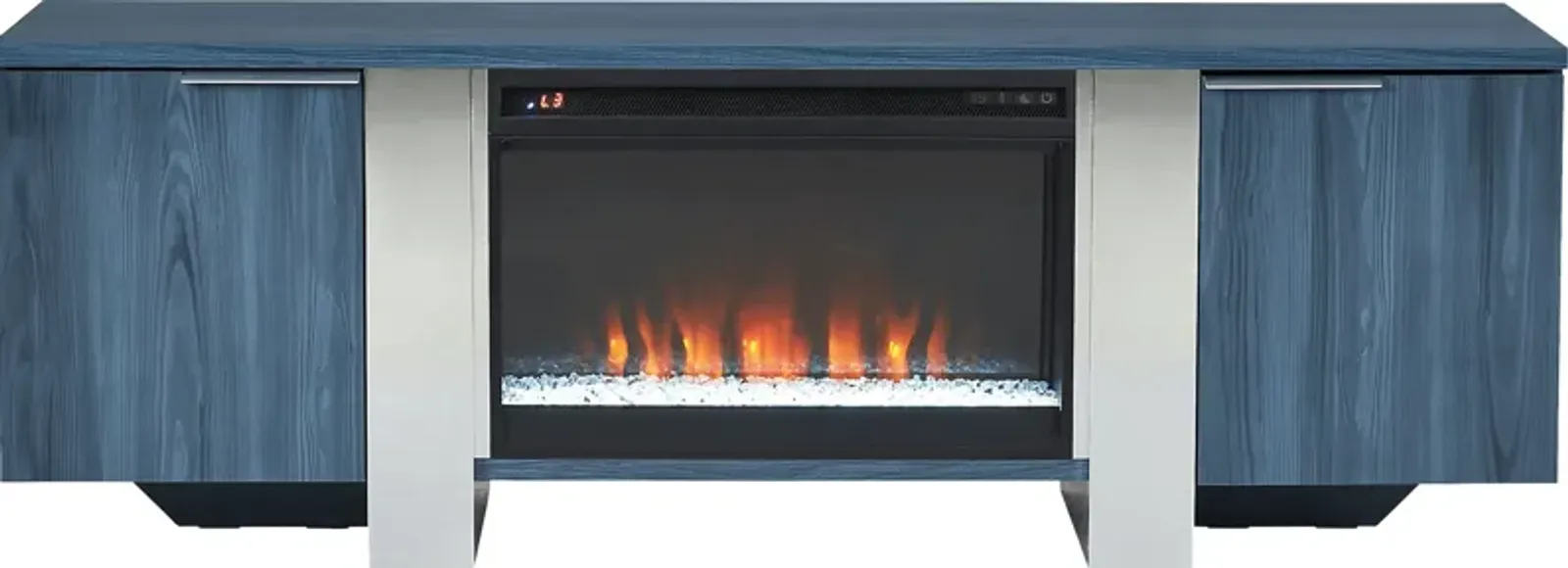 Heatherview Blue 70 in. Console with Electric Fireplace