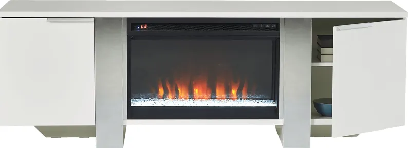 Heatherview White 70 in. Console with Electric Fireplace