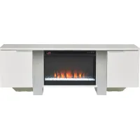 Heatherview White 70 in. Console with Electric Fireplace
