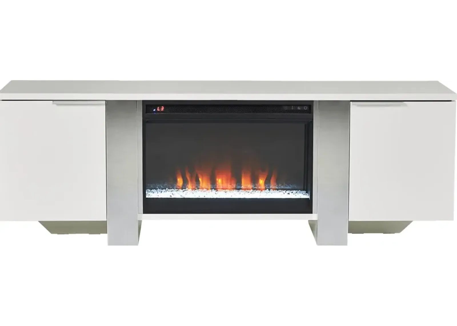 Heatherview White 70 in. Console with Electric Fireplace