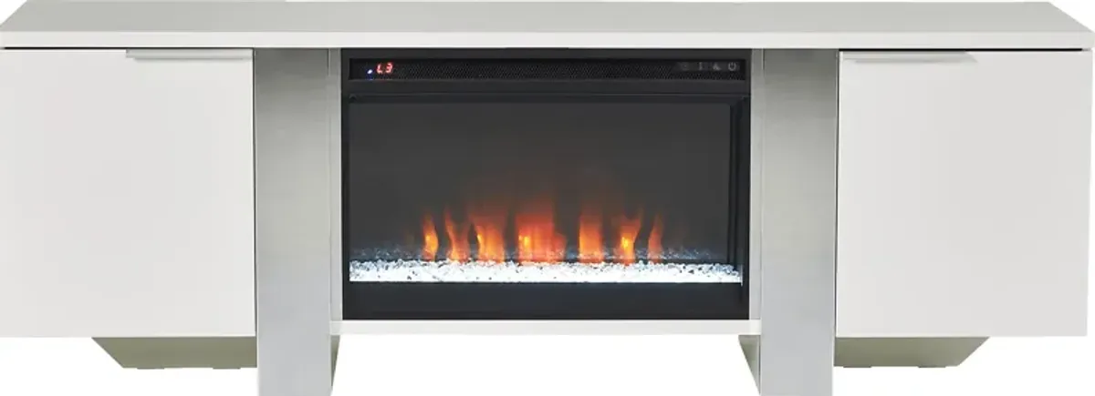 Heatherview White 70 in. Console with Electric Fireplace