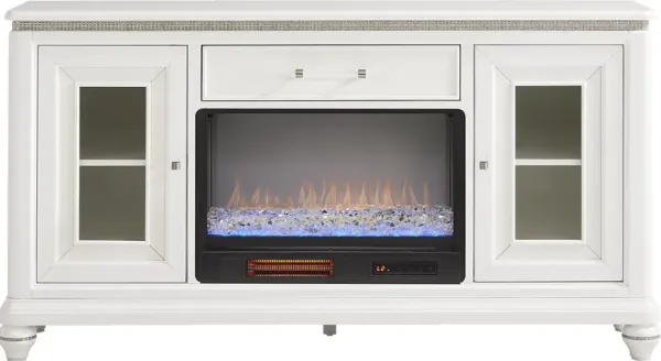 Starlet Lane White 66 in. Console with Electric Fireplace