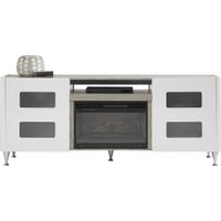 Mylo White 80 in. Console with Electric Log Fireplace