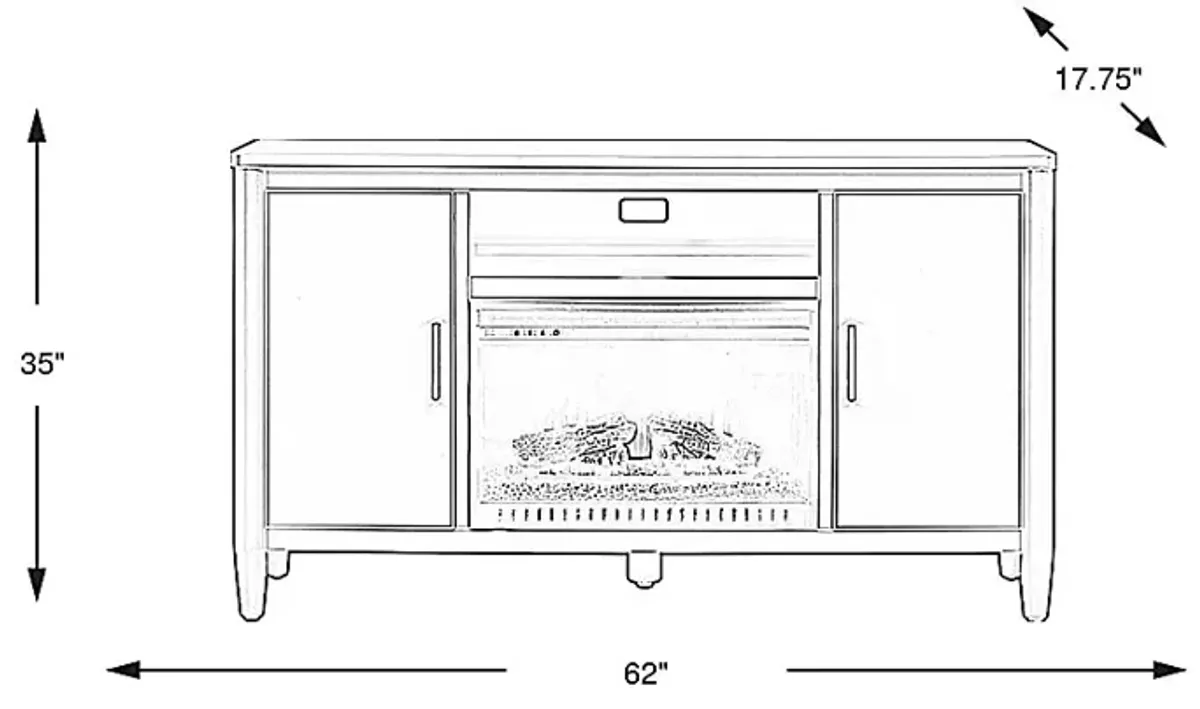 Modern Villa Slate Blue 62 in. Console with Electric Log Fireplace