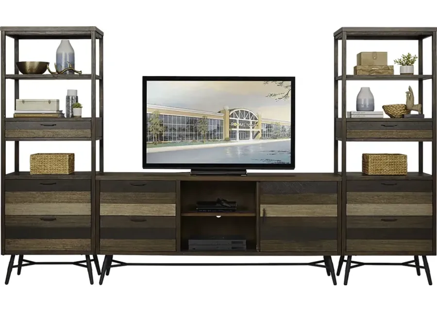 Midtown Loft Brown 3 Pc Wall Unit with 72 in. Console