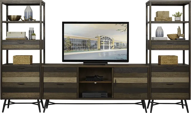 Midtown Loft Brown 3 Pc Wall Unit with 72 in. Console