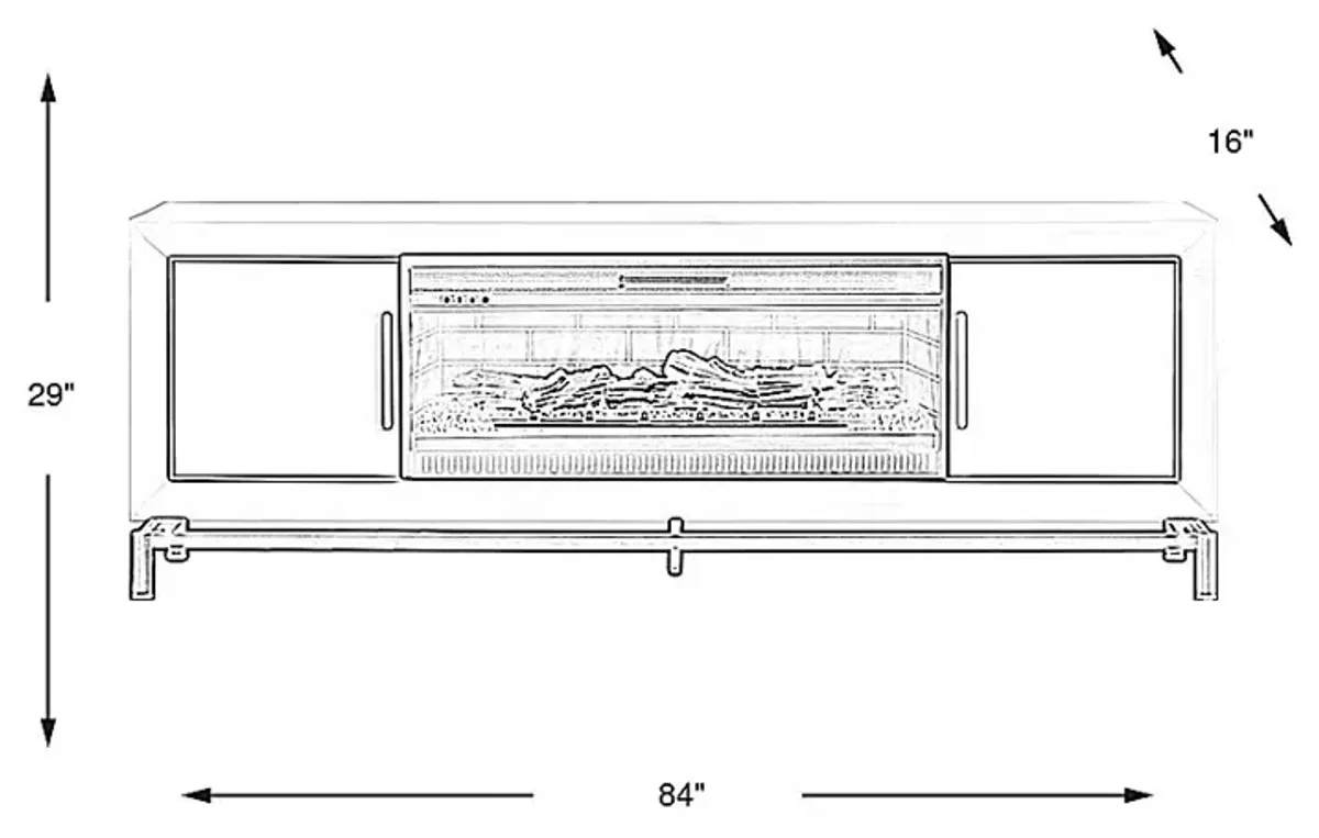 Fontaine White 84"" Console with Electric Log Fireplace