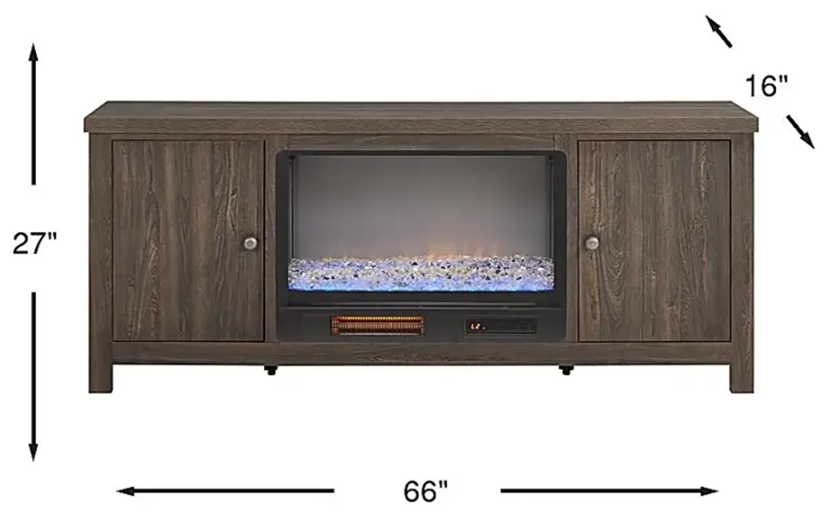 High Mountain Natural 66 in. Console with Electric Fireplace