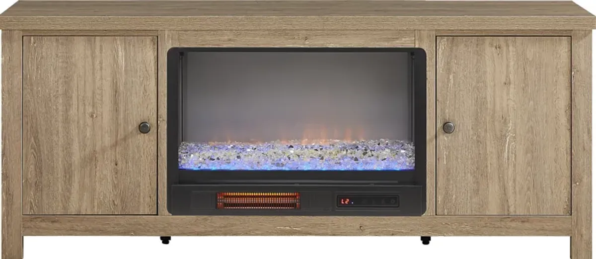 High Mountain Natural 66 in. Console with Electric Fireplace