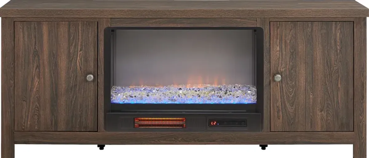 High Mountain Natural 66 in. Console with Electric Fireplace