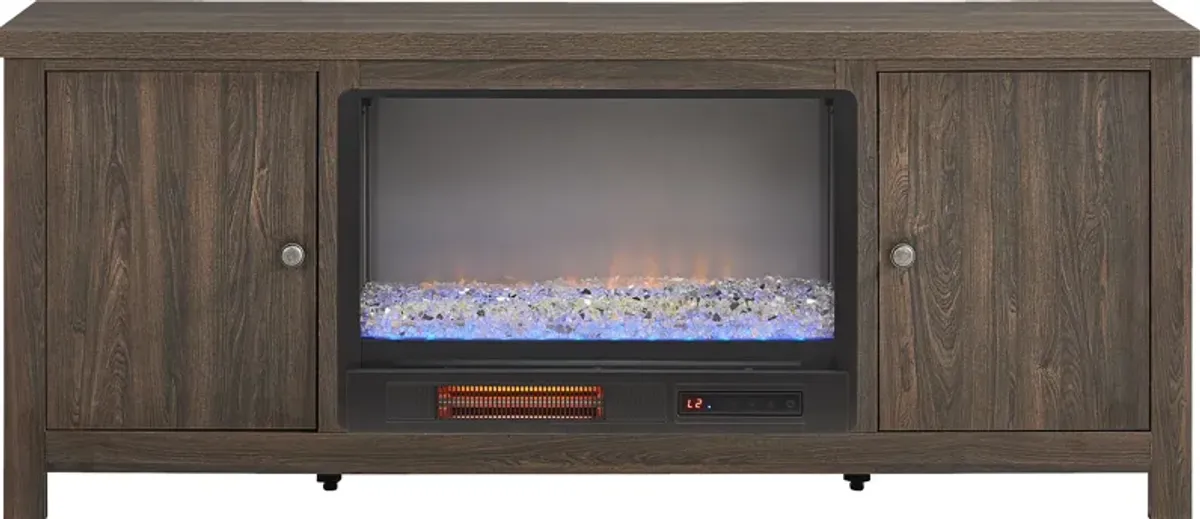 High Mountain Oak 66 in. Console with Electric Fireplace