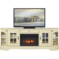 Mountain Bluff II White 88 in. Console with Electric Log Fireplace