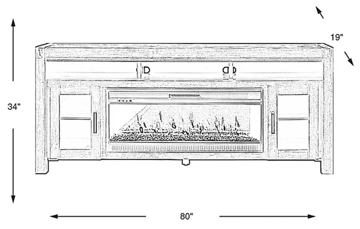 Hidden Springs II Gray 80 in. Console with Electric Fireplace